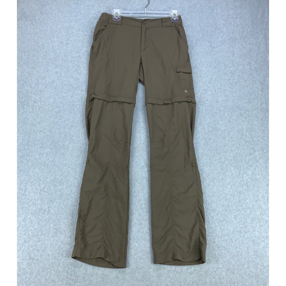 Columbia Convertible Cargo Pants Women 4 Brown Omni-Shade Hiking Packable 29x31